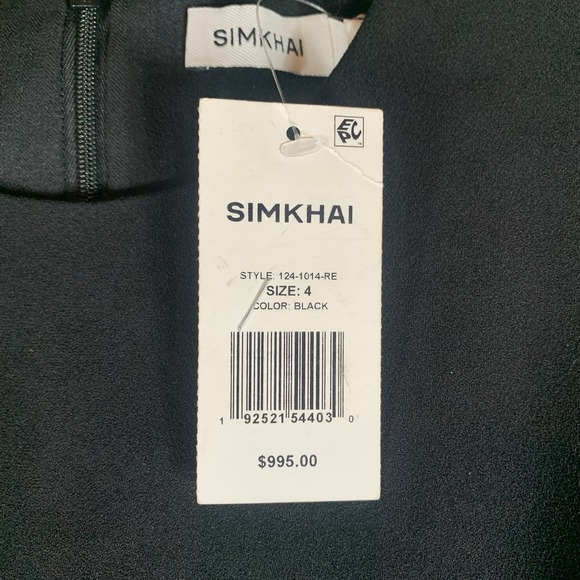 Simkhai Women's Dress Malda Gown 4 Black Crystal Waist Band Back Slit Sleeveless - Picture 5 of 16